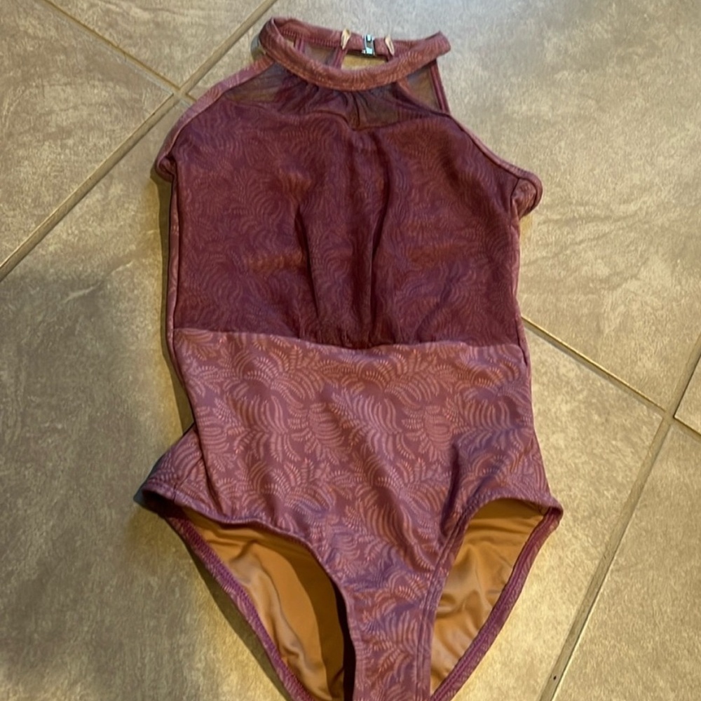 Girls Mauve Halter Dance Leotard - Sleeveless Performance One-Piece